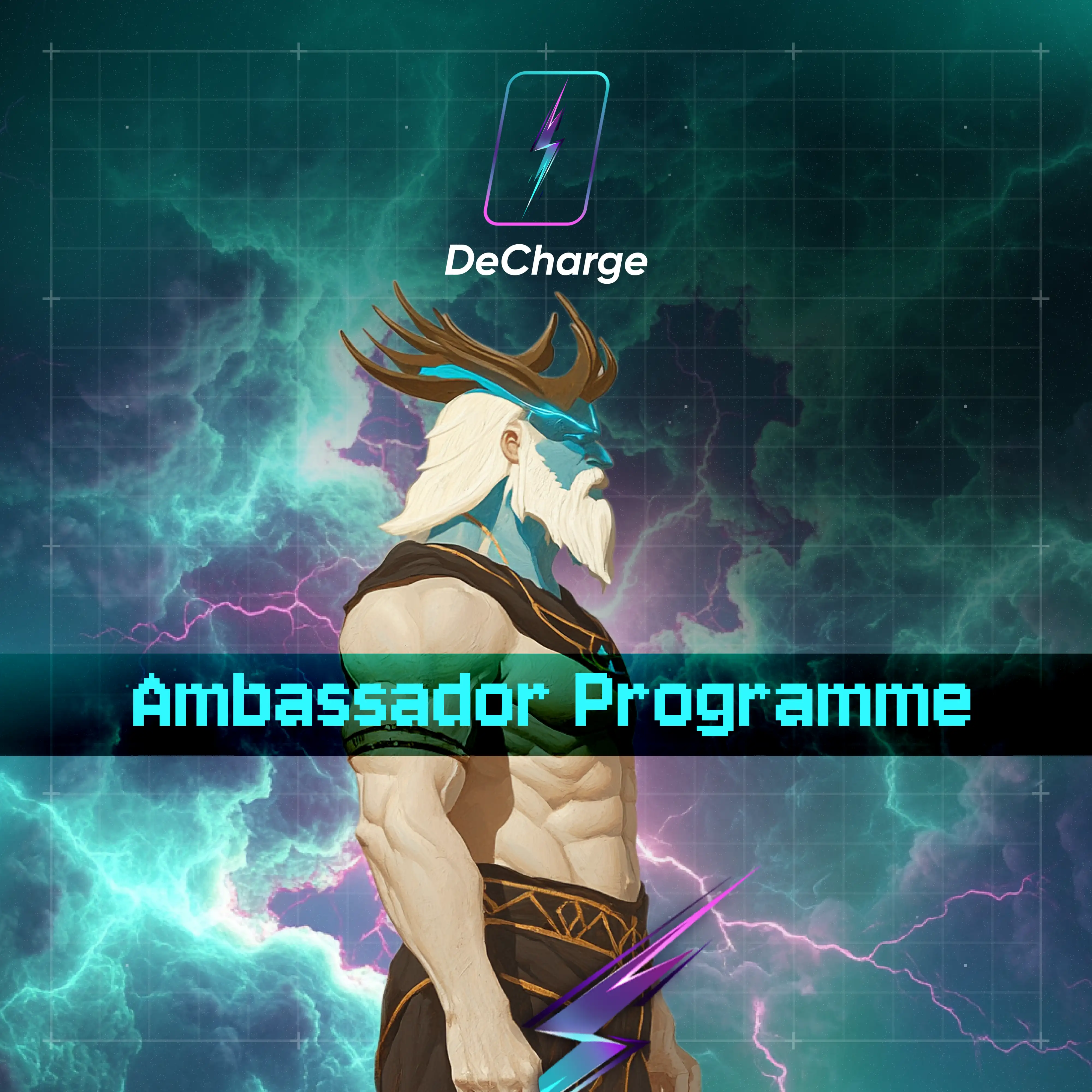 The grid, teal and purple became recurring elements